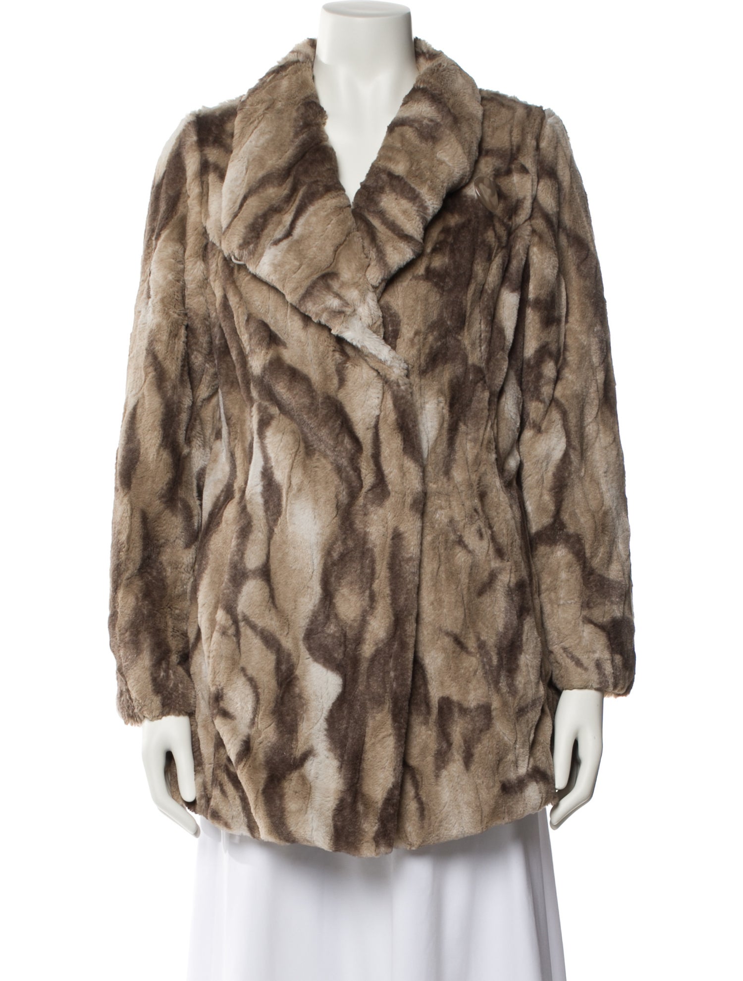 Dennis Basso Faux Fur Striped Faux Fur Coat