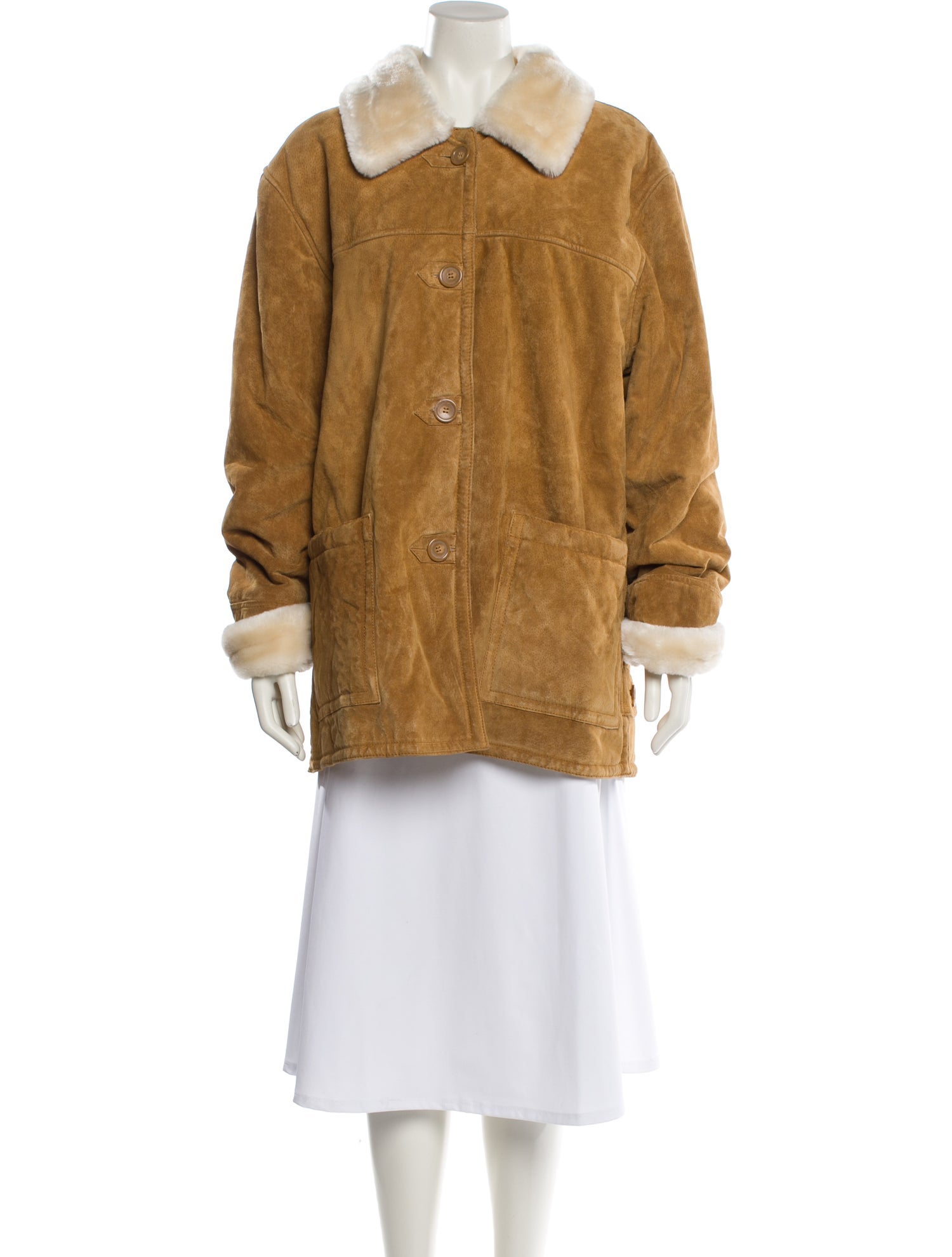 Dennis Basso Leather Faux Fur Coat