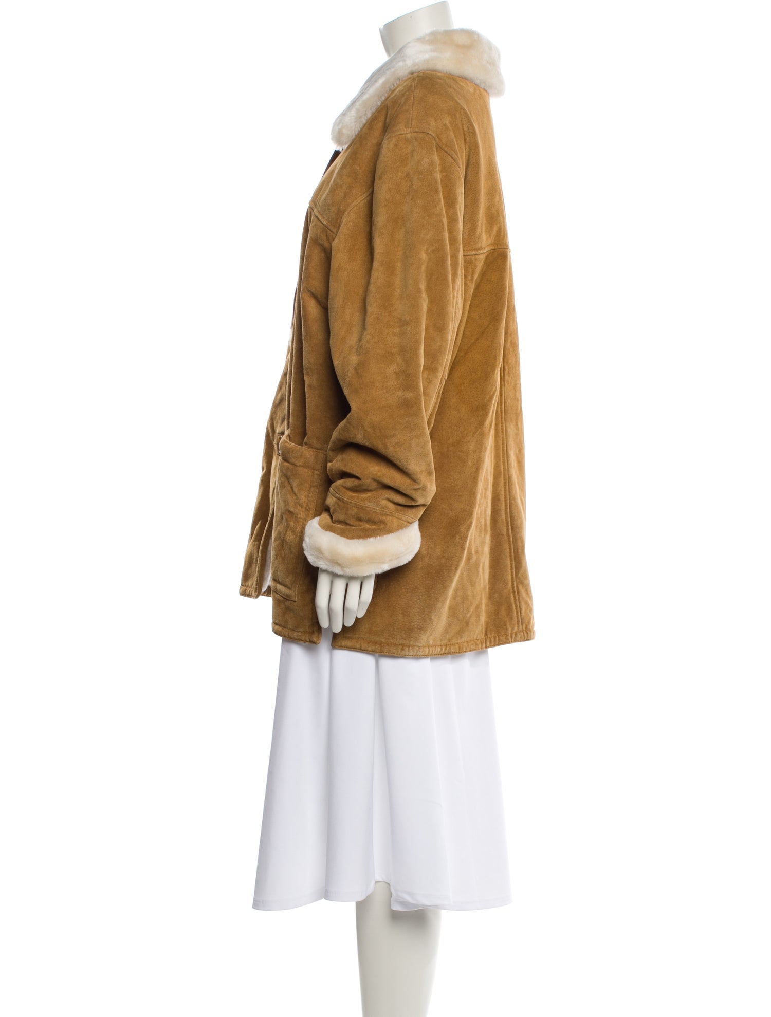 Dennis Basso Leather Faux Fur Coat