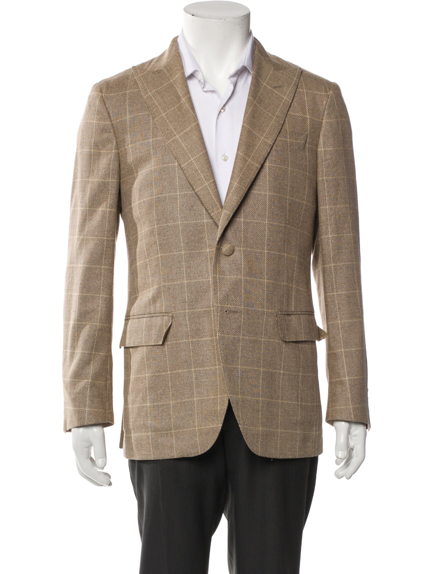 Denis Frison Wool Plaid Print Blazer