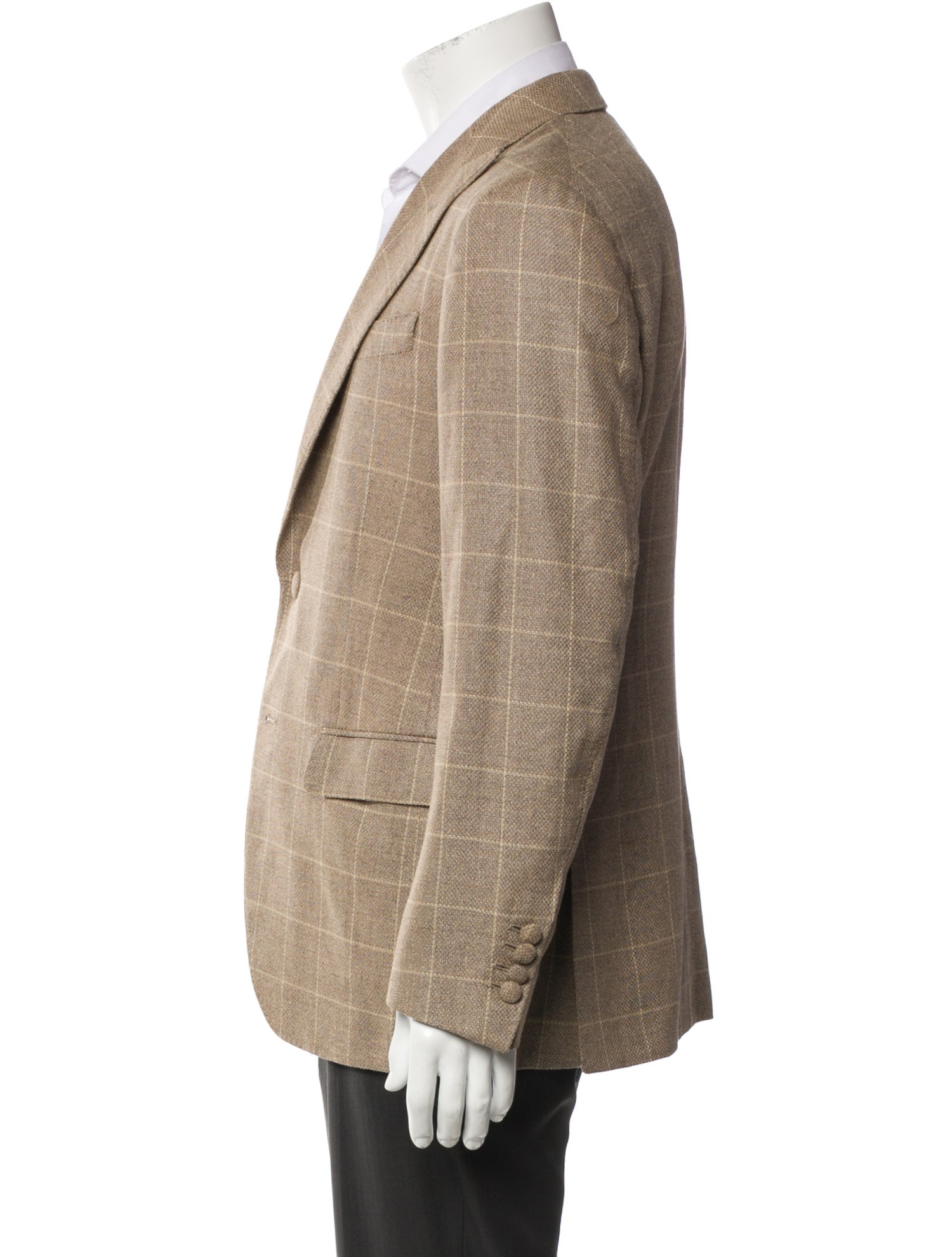 Denis Frison Wool Plaid Print Blazer