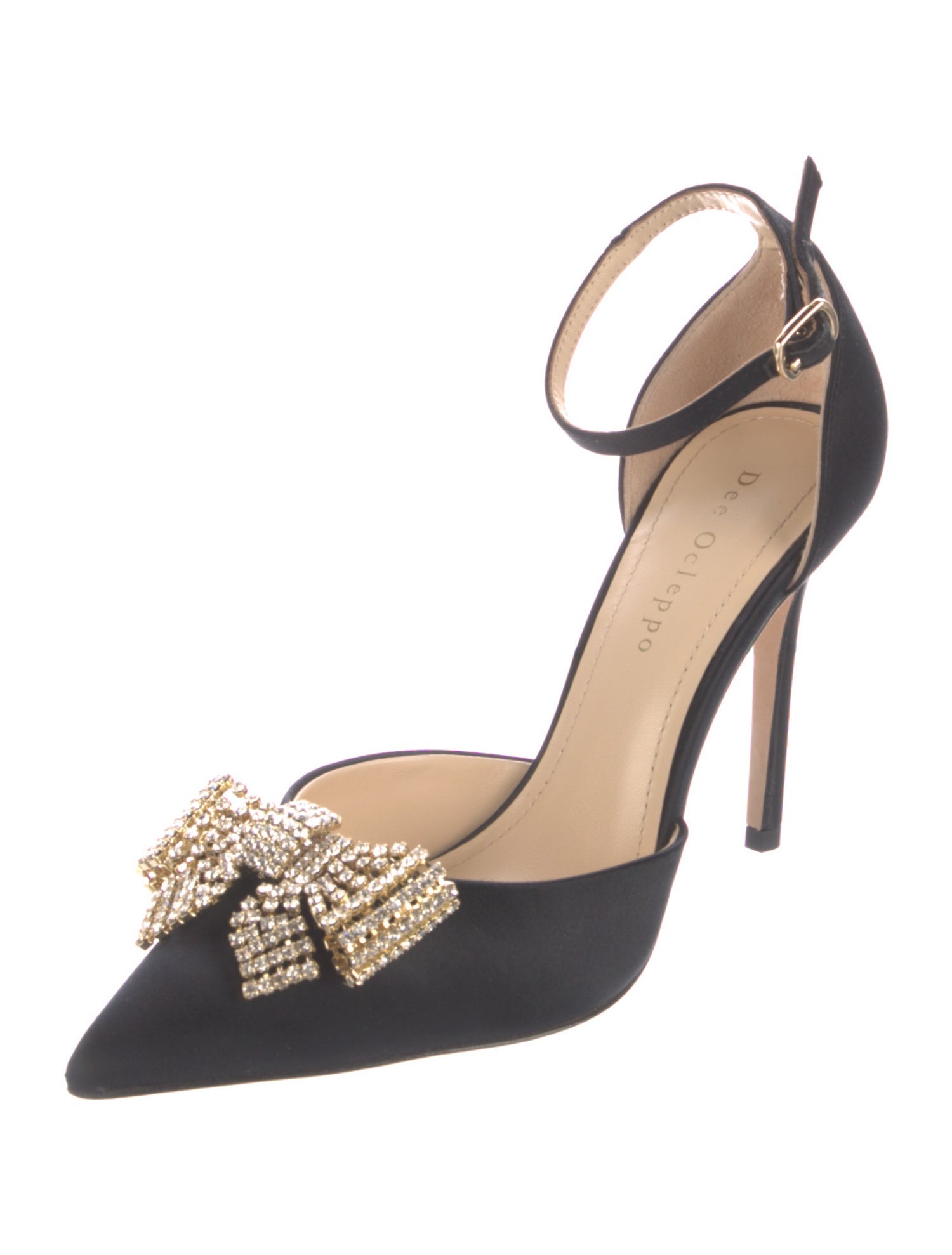 Dee Ocleppo Satin Crystal Embellishments D'Orsay Pumps