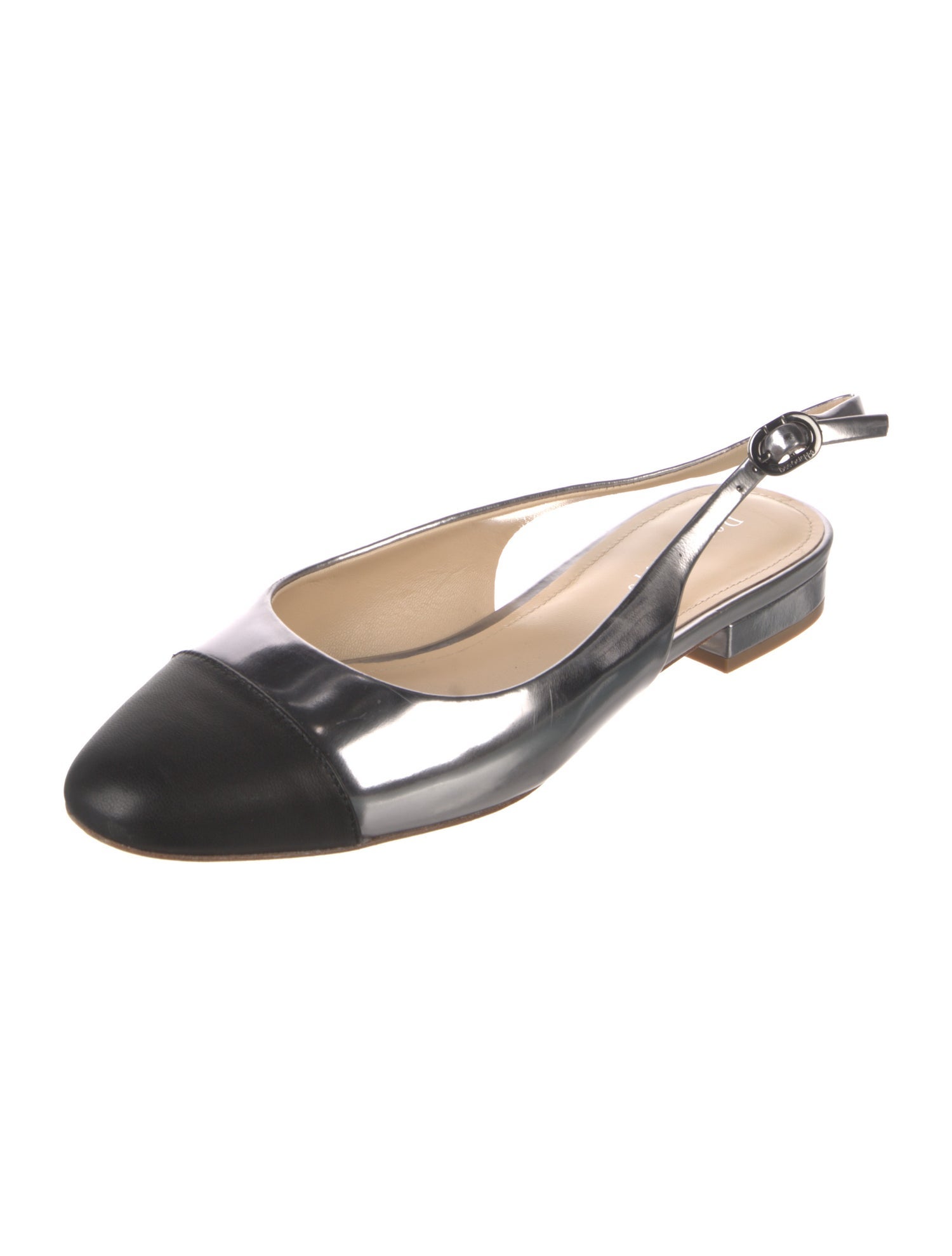 Dee Ocleppo Patent Leather Colorblock Pattern Slingback Flats