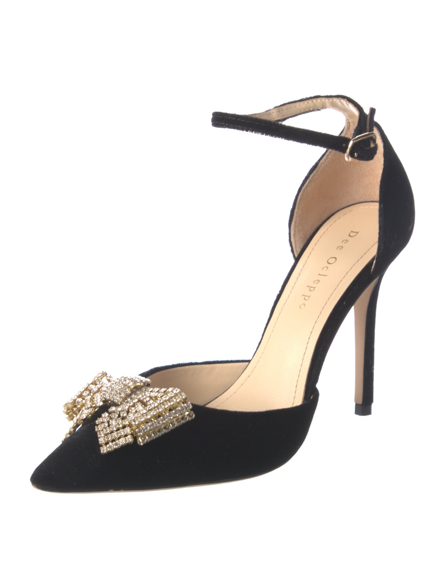 Dee Ocleppo Satin Crystal Embellishments D'Orsay Pumps