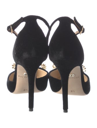 Dee Ocleppo Satin Crystal Embellishments D'Orsay Pumps