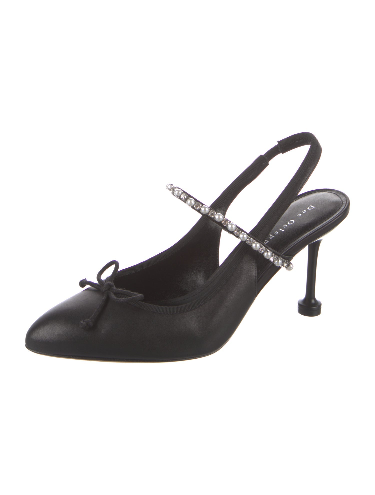 Dee Ocleppo Leather Bow Accents Slingback Pumps