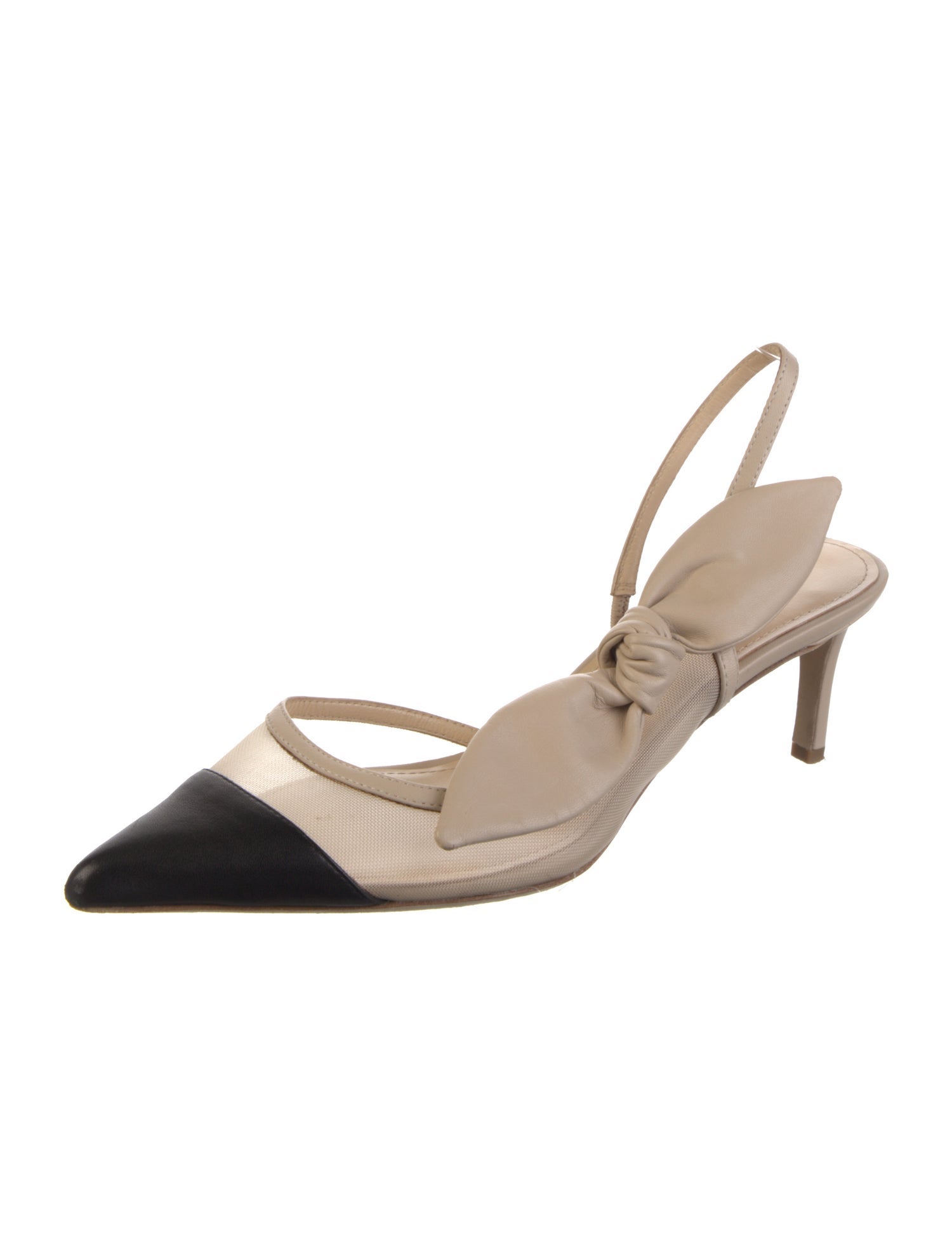 Dee Ocleppo Leather Colorblock Pattern Slingback Pumps
