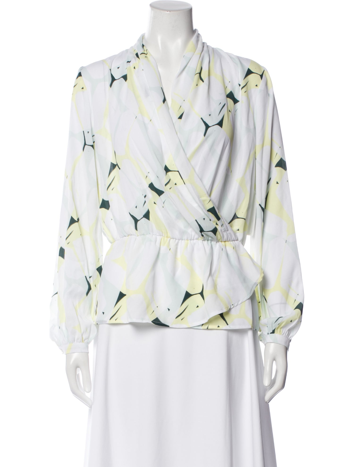 Dee Ocleppo Printed V-Neck Blouse w/ Tags