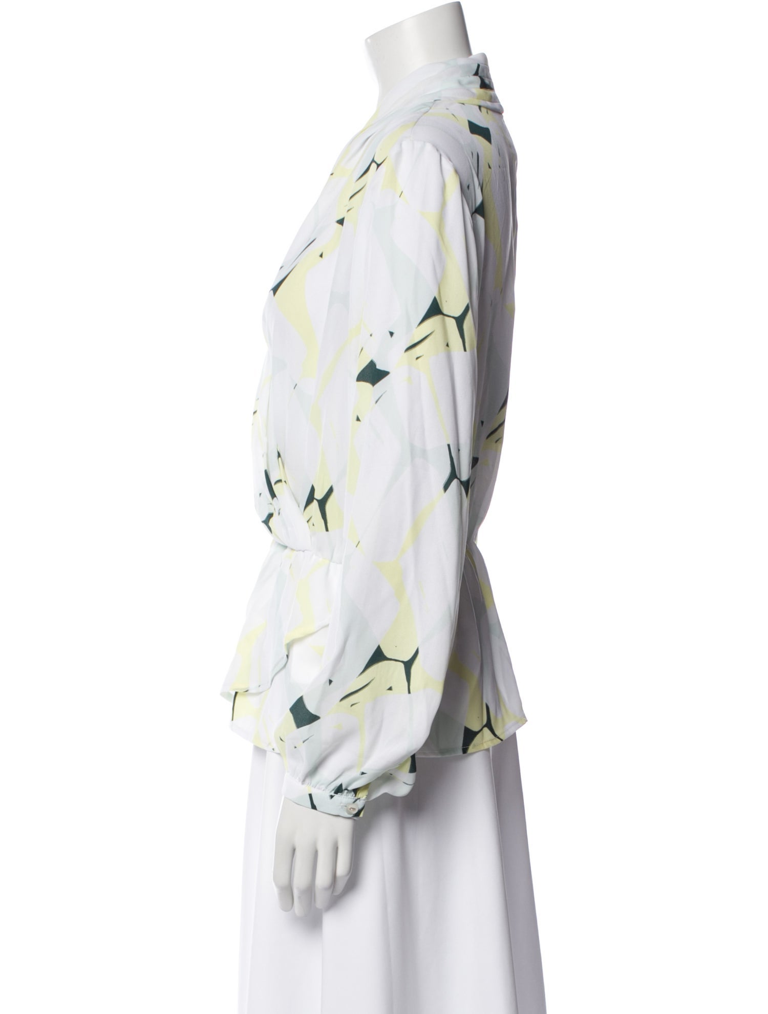 Dee Ocleppo Printed V-Neck Blouse w/ Tags