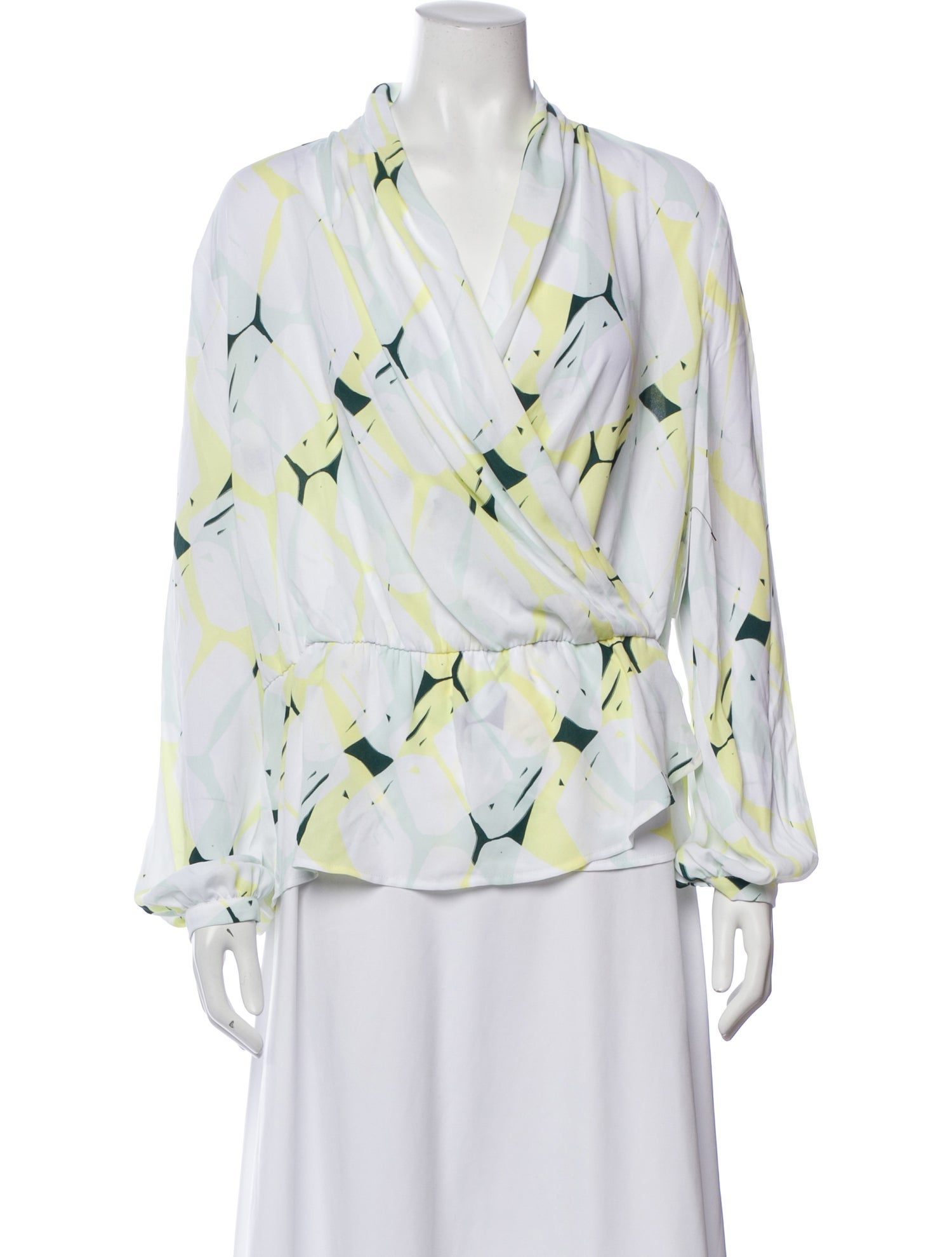 Dee Ocleppo Printed V-Neck Blouse w/ Tags