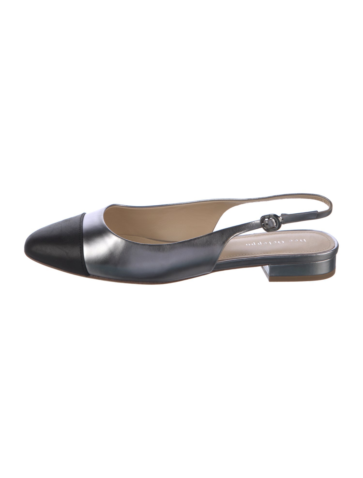 Dee Ocleppo Leather Colorblock Pattern Slingback Flats