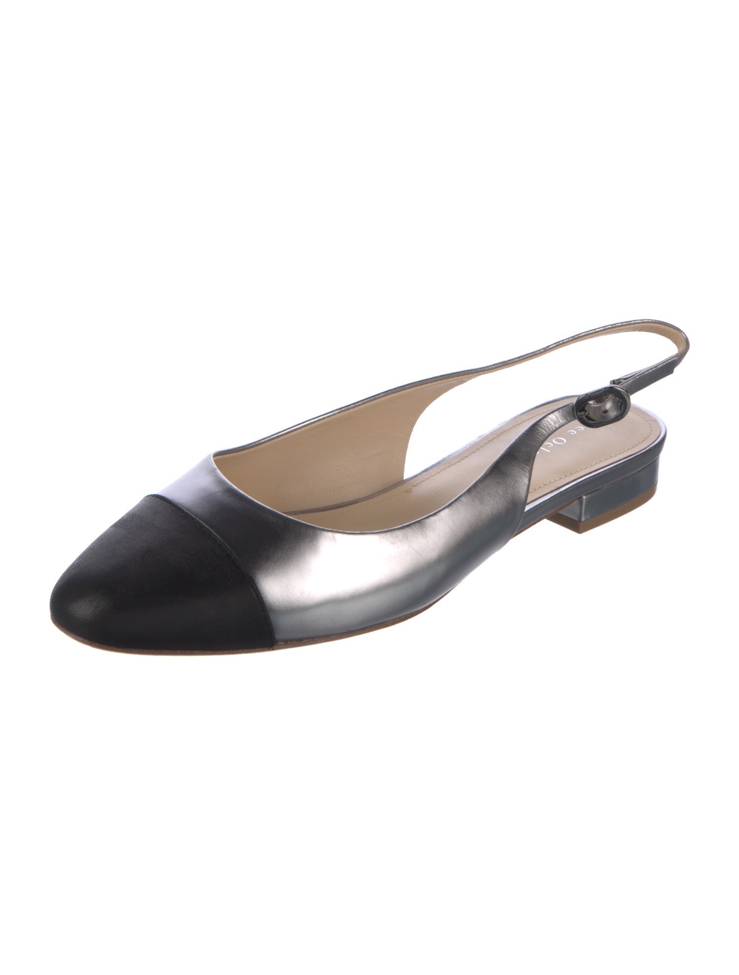 Dee Ocleppo Leather Colorblock Pattern Slingback Flats