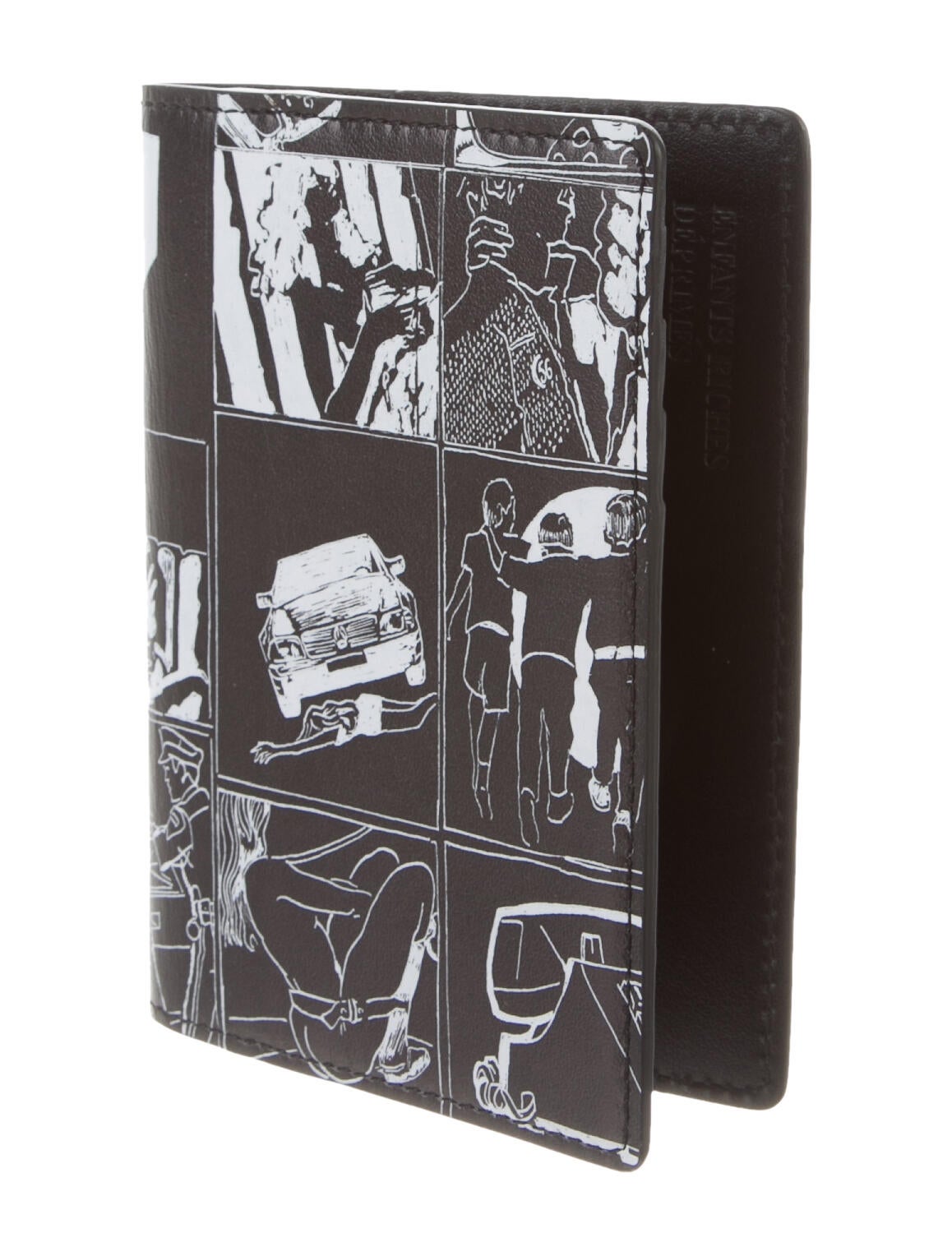 Enfants Riches Déprimés Leather Embossed Passport Holder - Black