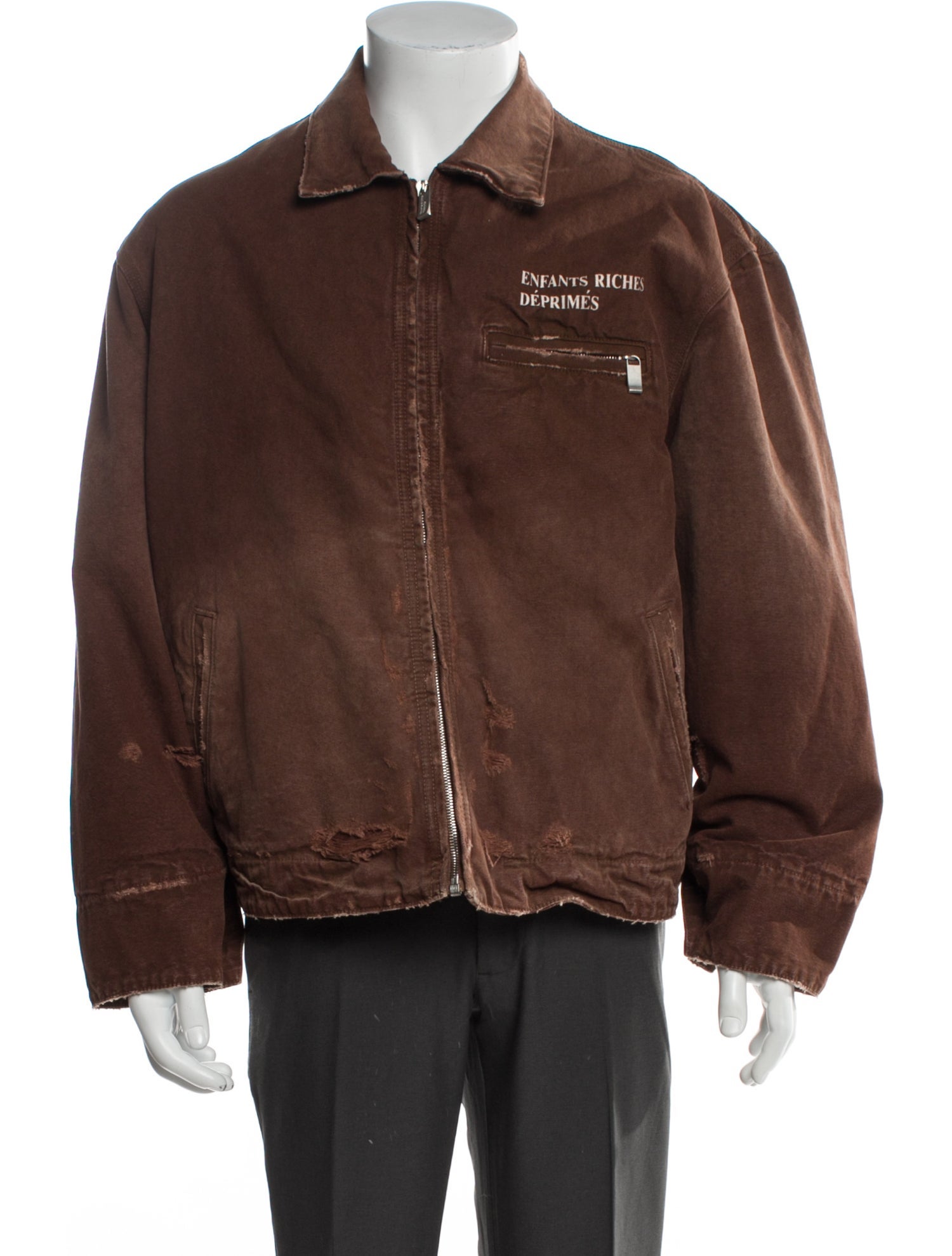 Enfants Riches Déprimés 2023 Logo-Print Distressed Trucker Moto Jacket