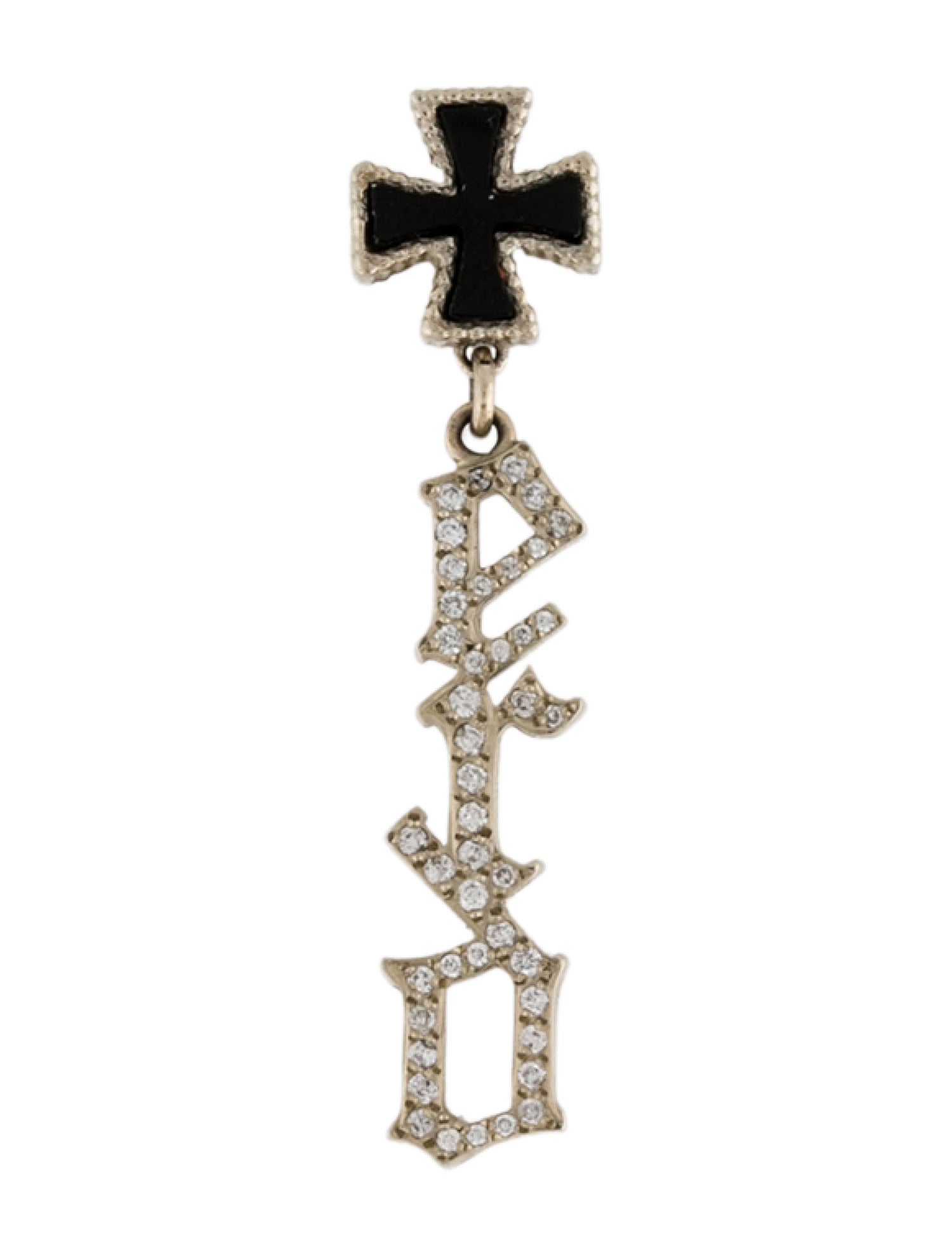 Enfants Riches Déprimés 14K Diamond & Onyx Cross Drop Single Earring
