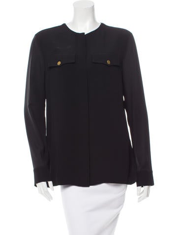 Derek Lam Silk-Accented Button-Up Top w/ Tags