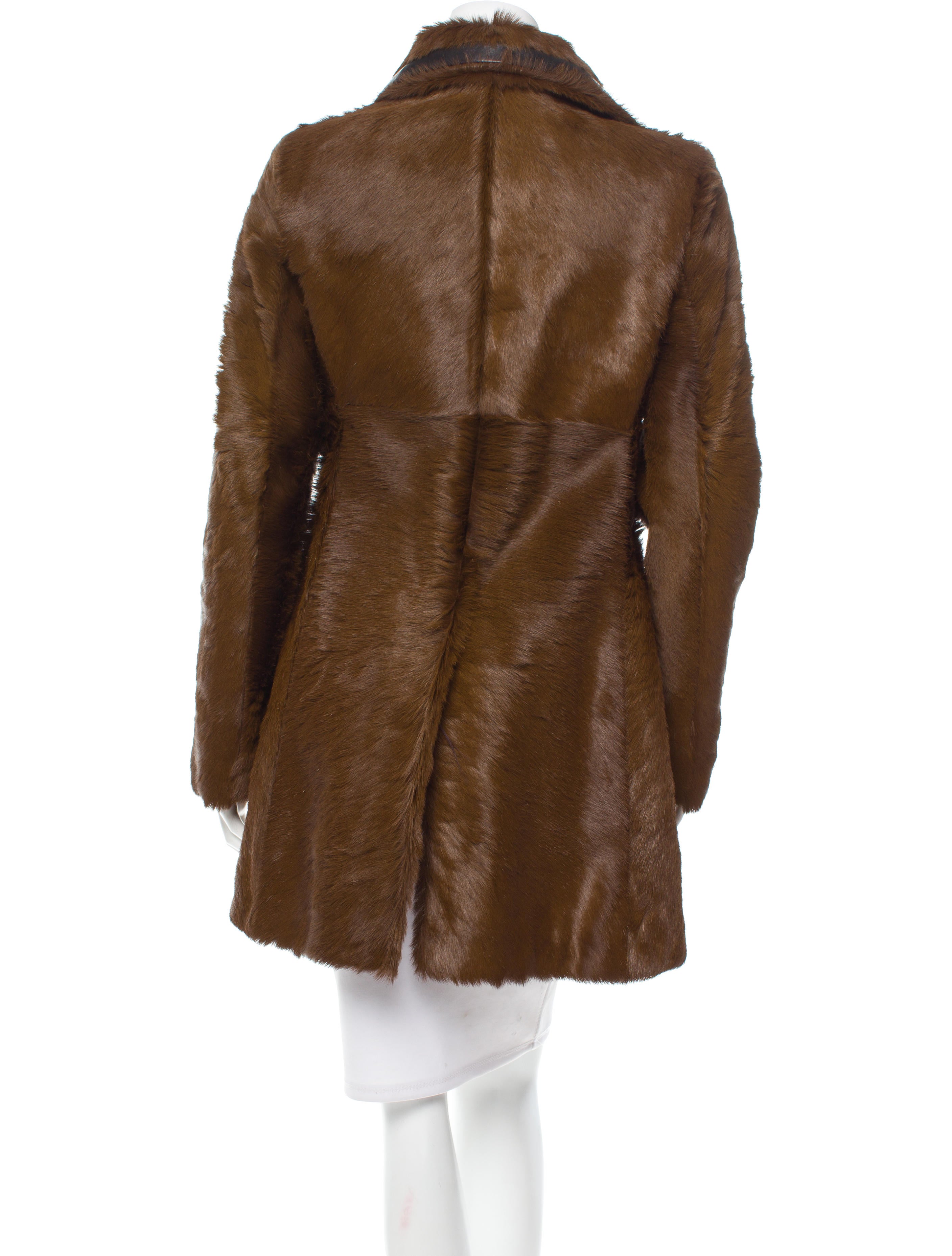 Derek Lam LeatherTrimmed Calf Hair Coat w/ Tags Clothing DER26038