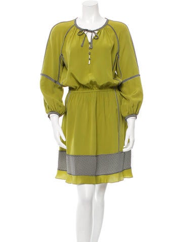 Derek Lam Silk Print-Accented Dress