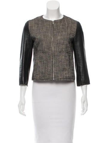 Derek Lam Leather-Accented Linen Jacket