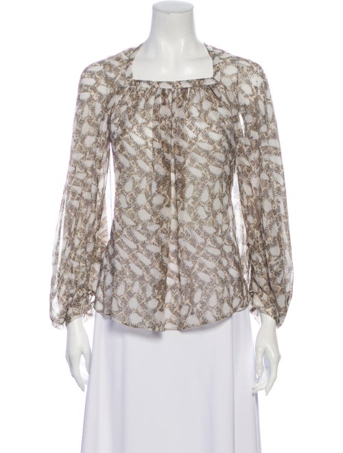 Derek Lam Silk Floral Print Blouse White