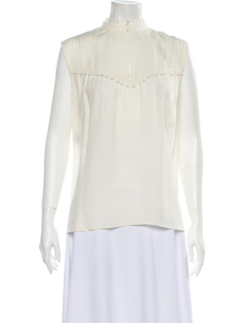 Derek Lam Silk Mock Neck Blouse White