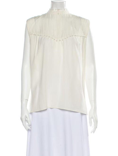 Derek Lam Silk Mock Neck Blouse White