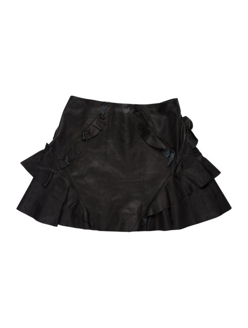 Derek Lam Lamb Leather Mini Skirt Black