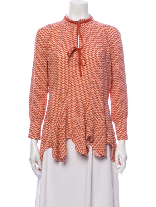 Derek Lam Silk Printed Blouse Orange