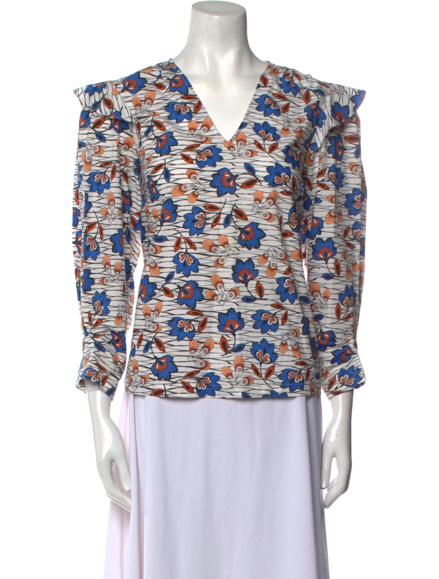 Derek Lam Printed V-Neck Blouse