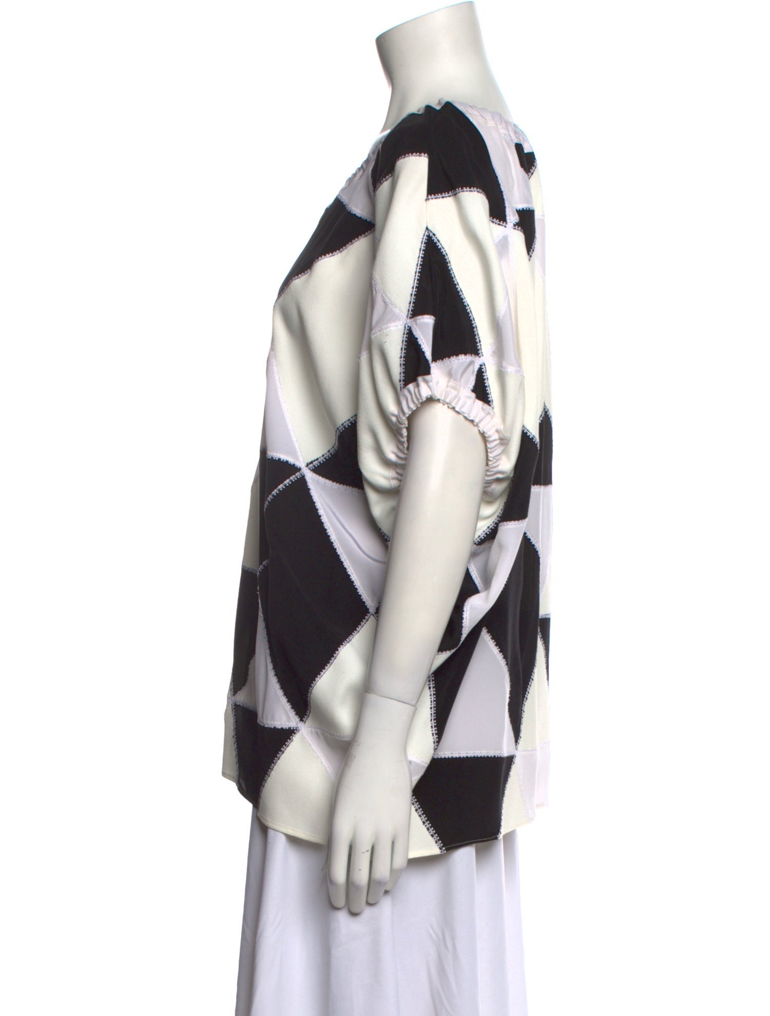 Derek Lam Printed Bateau Neckline Blouse