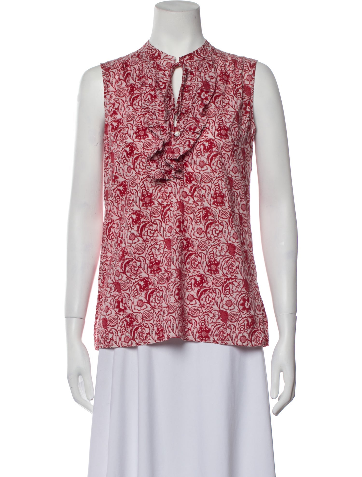 Derek Lam Floral Print Mock Neck Blouse