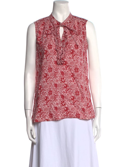 Derek Lam Floral Print Tie Neck Blouse