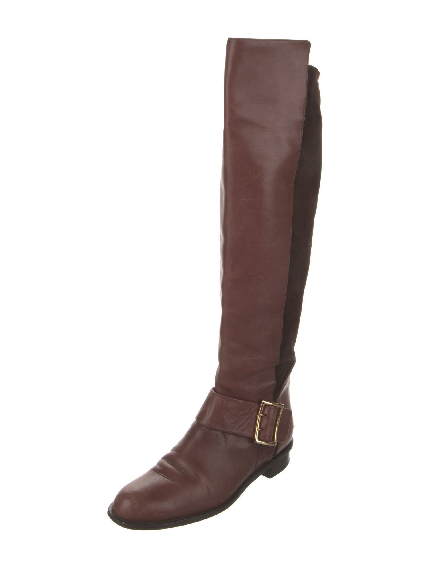 Derek Lam Leather Colorblock Pattern Riding Boots