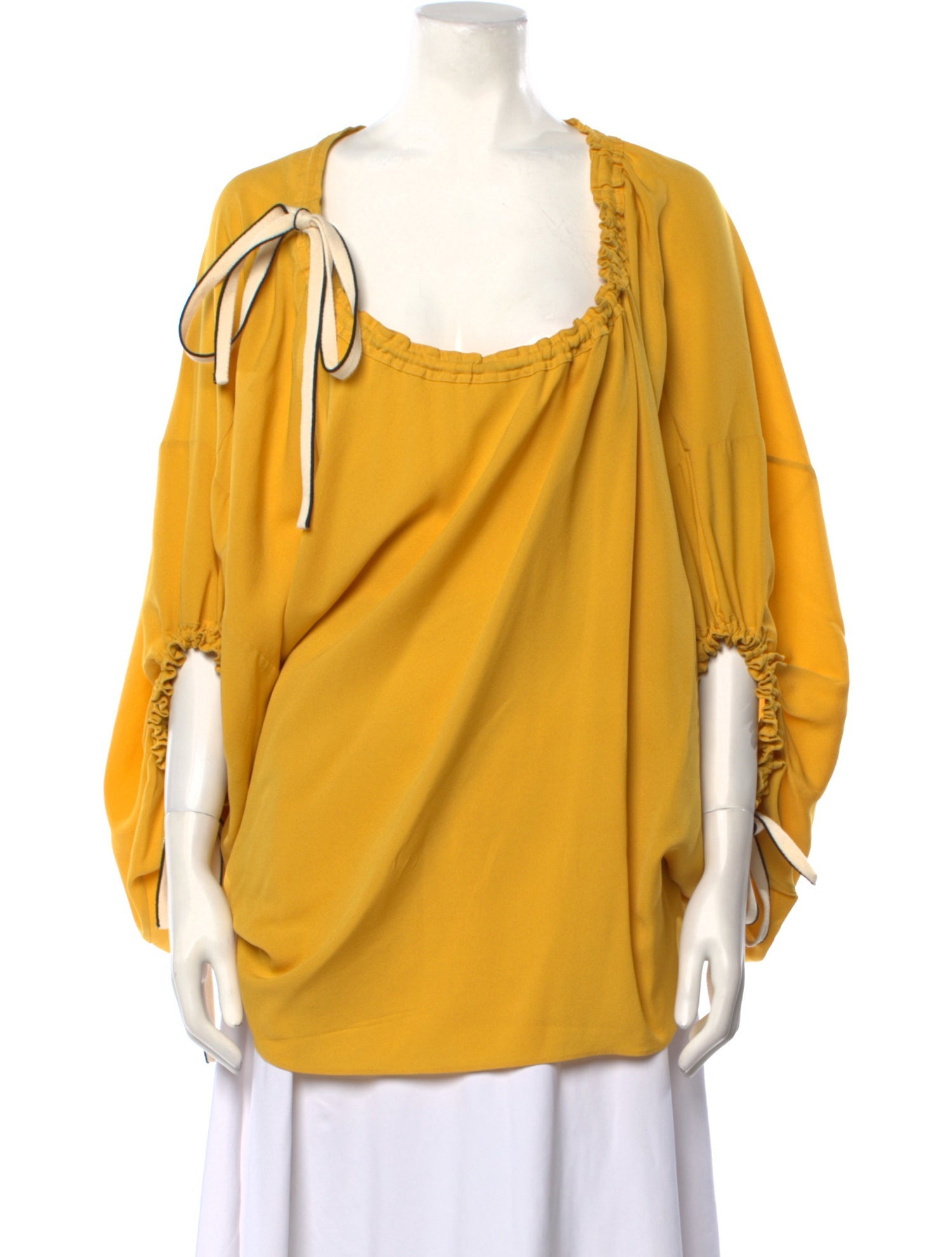 Derek Lam Scoop Neck Three-Quarter Sleeve Blouse