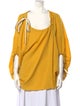 Derek Lam Scoop Neck Three-Quarter Sleeve Blouse