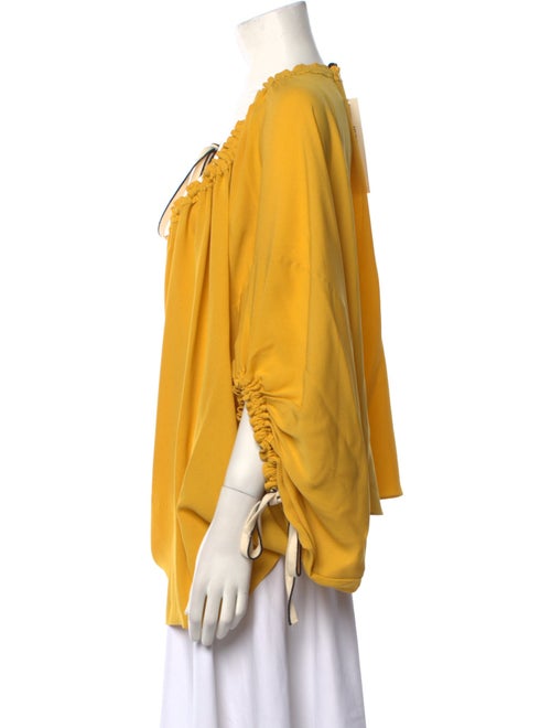 Derek Lam Scoop Neck Three-Quarter Sleeve Blouse