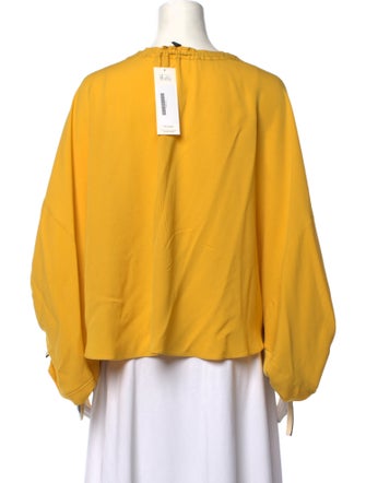 Derek Lam Scoop Neck Three-Quarter Sleeve Blouse