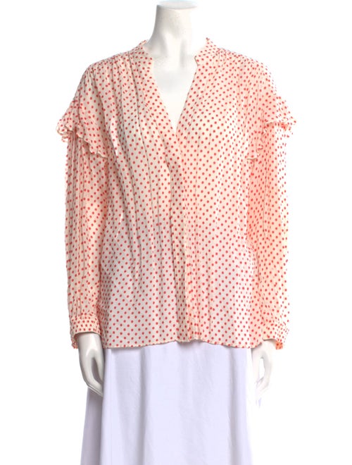 Derek Lam Polka Dot Print V-Neck Blouse