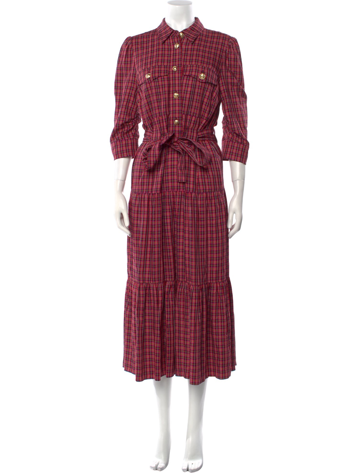 Derek Lam Plaid Print Long Dress