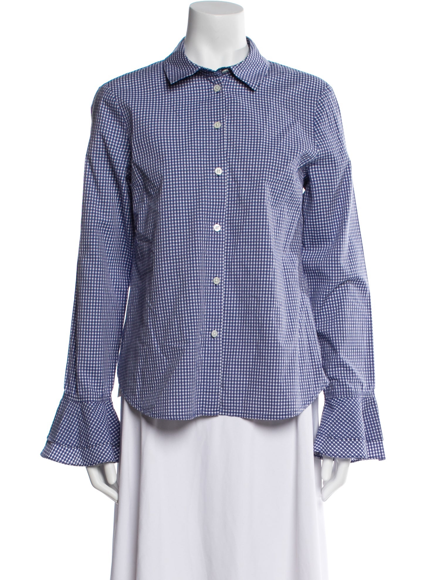 Derek Lam Plaid Print Long Sleeve Button-Up Top