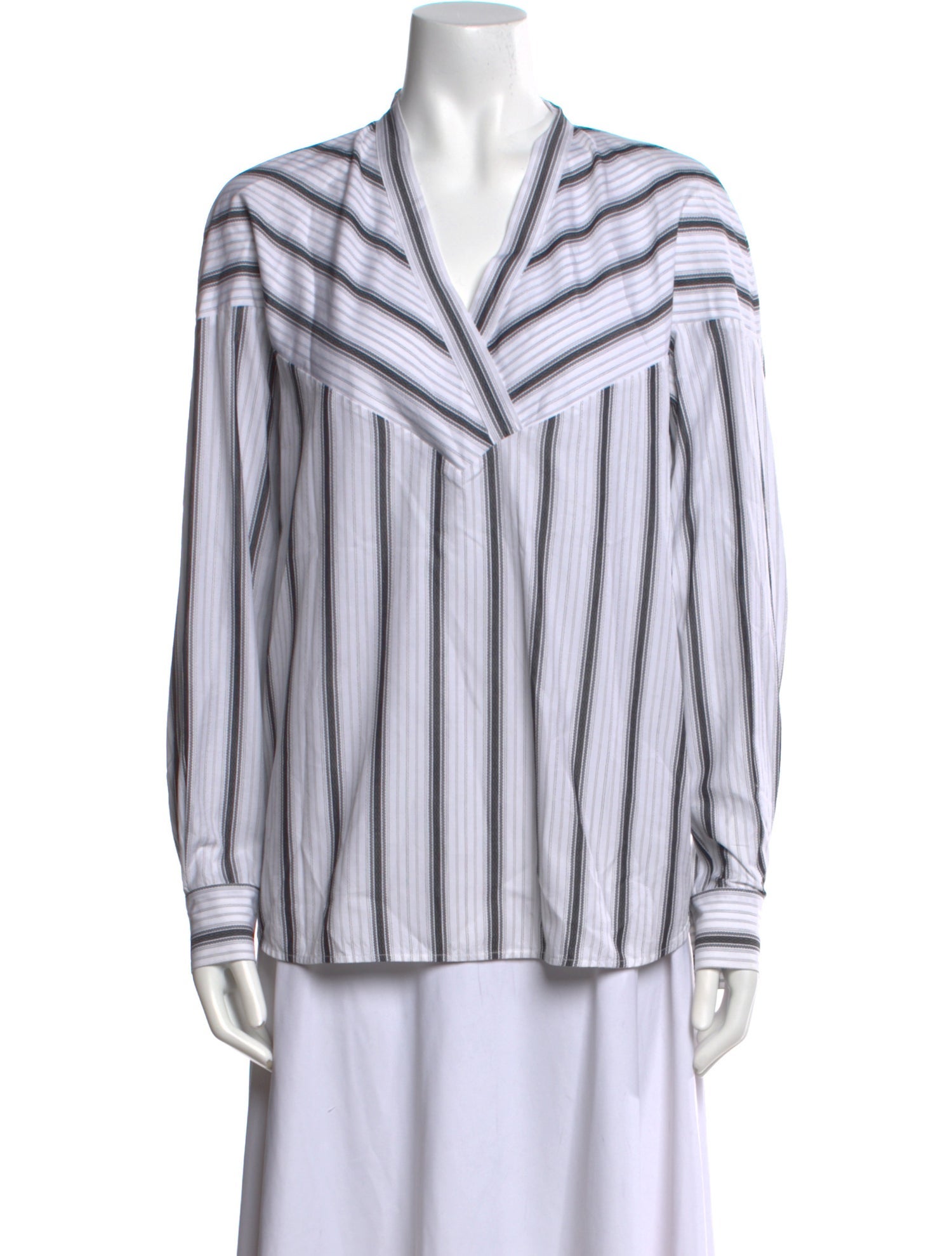 Derek Lam Striped V-Neck Blouse