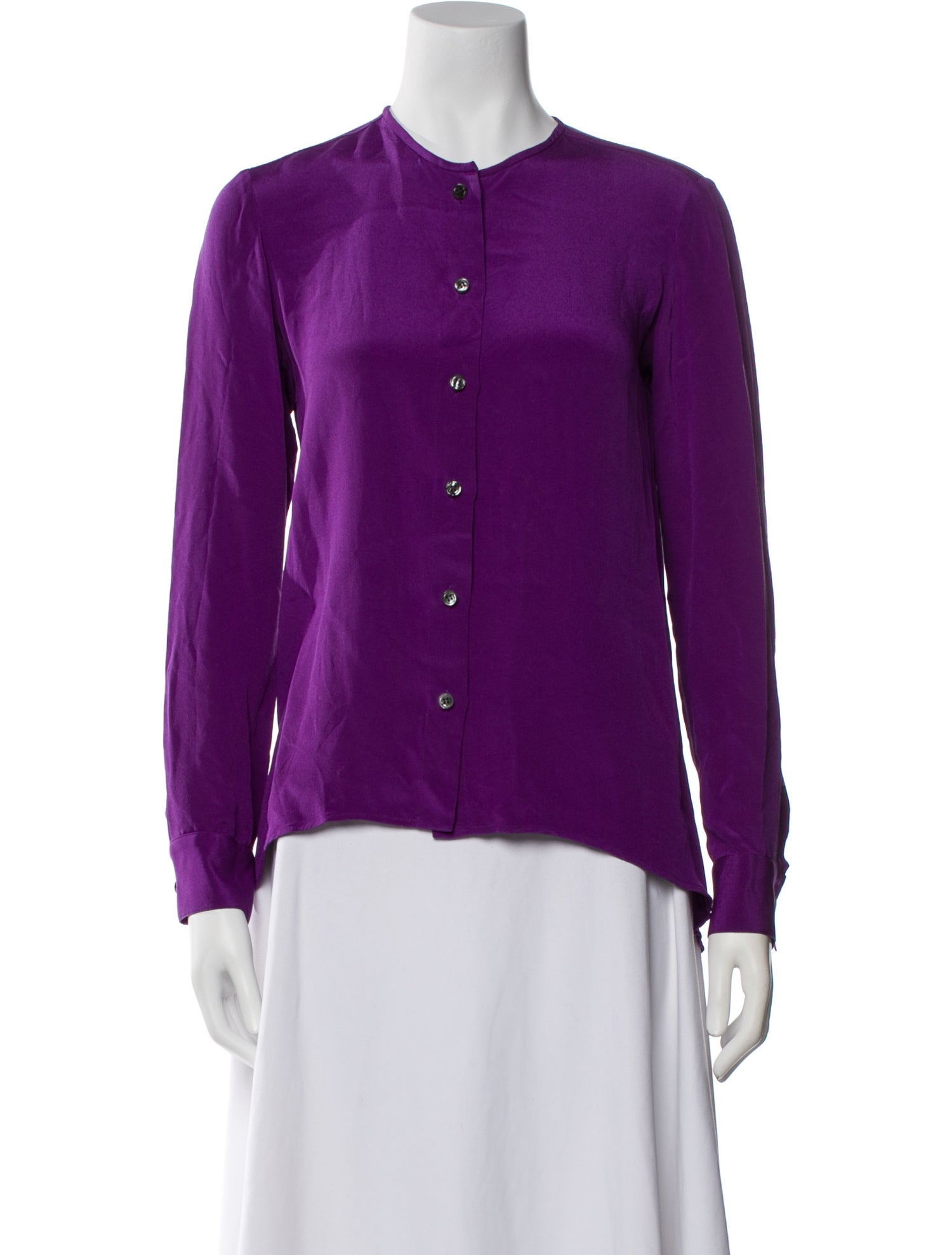 Derek Lam Silk Crew Neck Button-Up Top