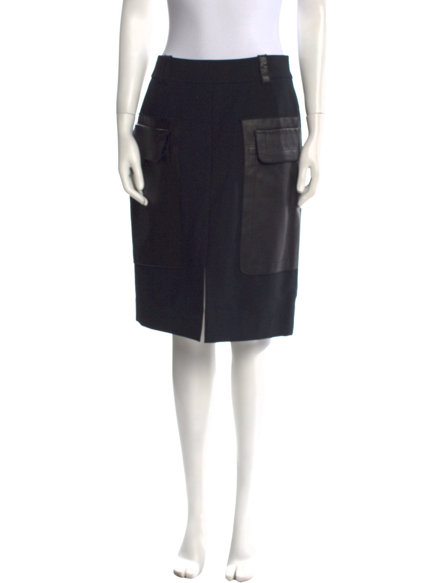 Derek Lam Leather Trim Embellishment Knee-Length Skirt