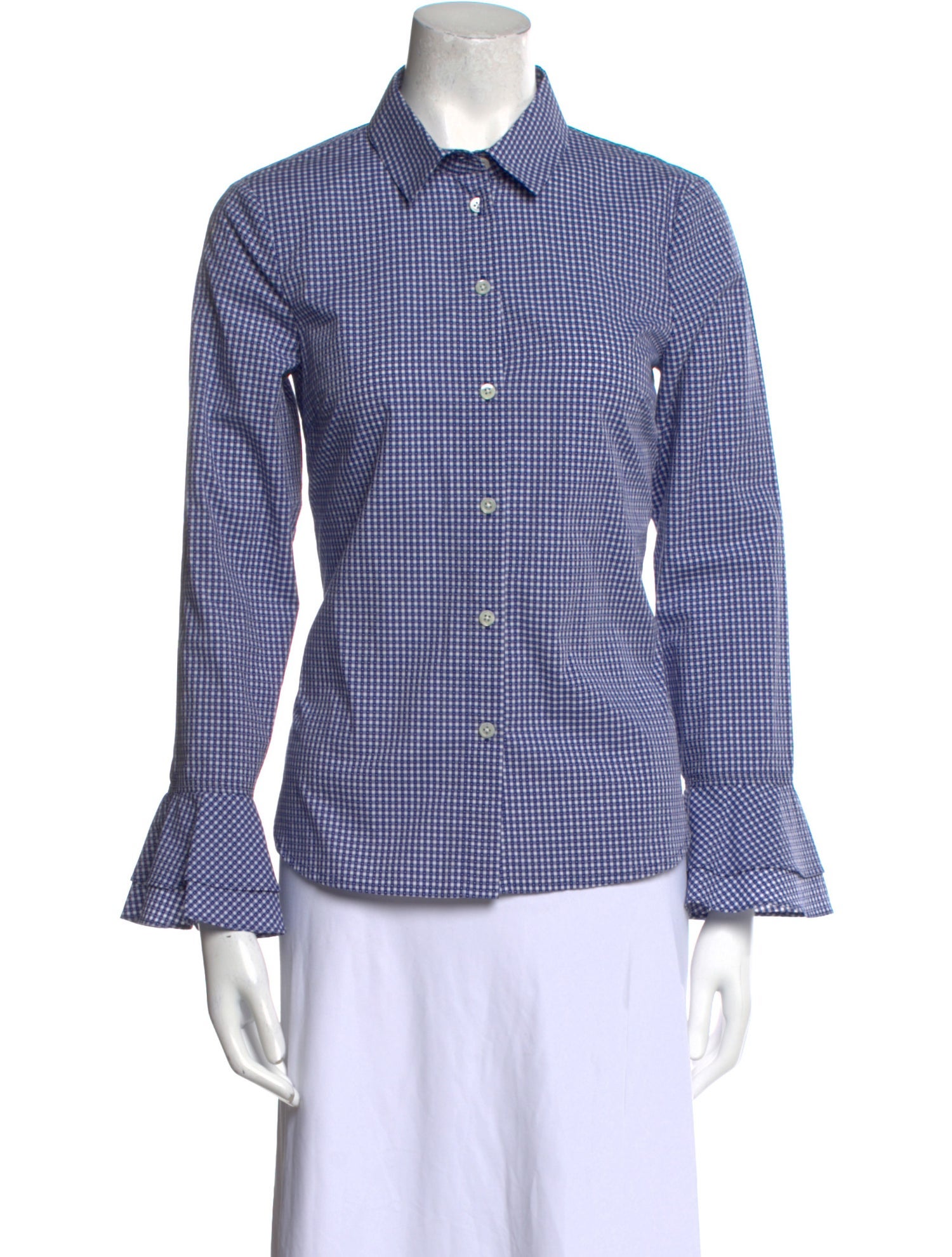 Derek Lam Plaid Print Long Sleeve Button-Up Top