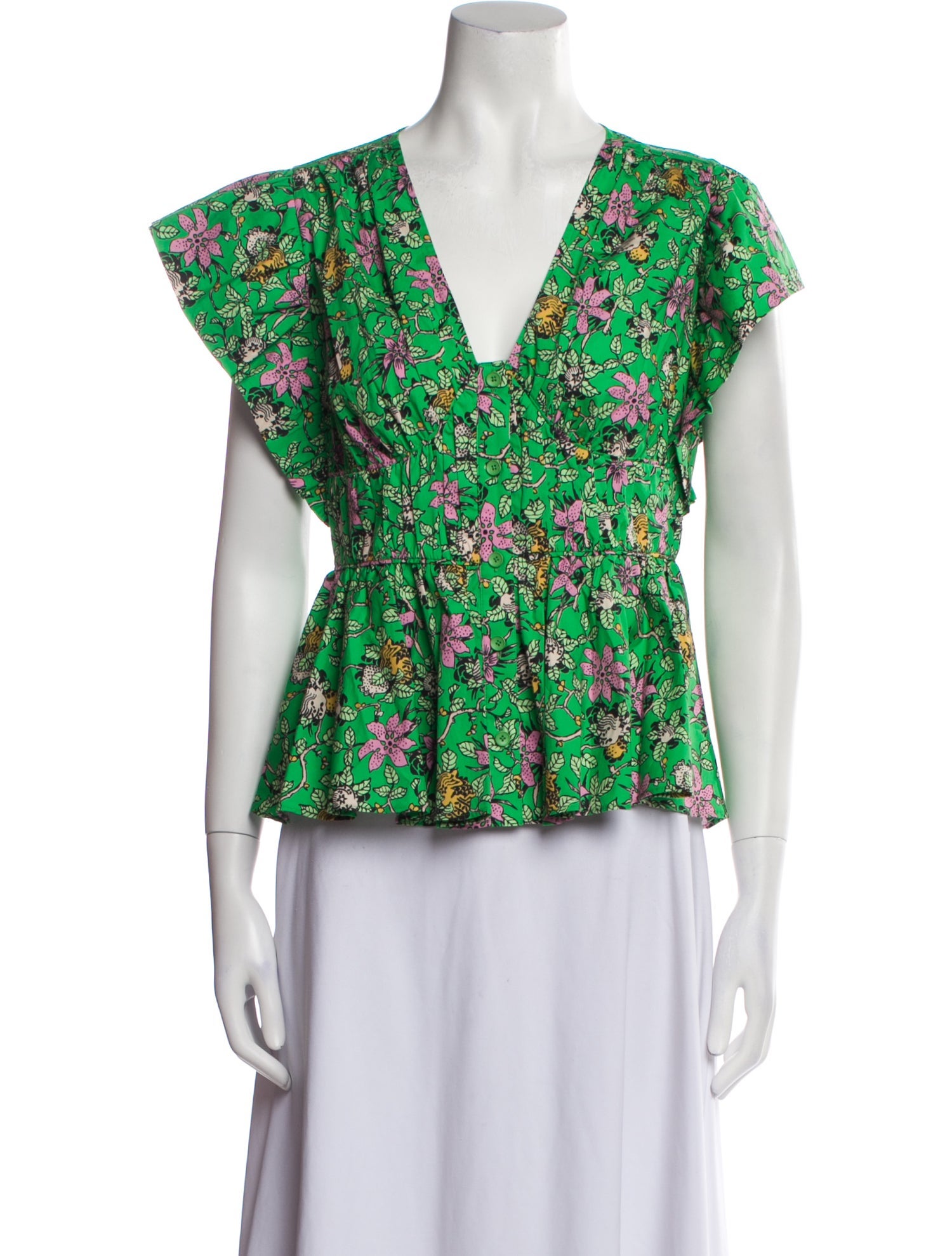 Derek Lam Floral Print V-Neck Blouse w/ Tags