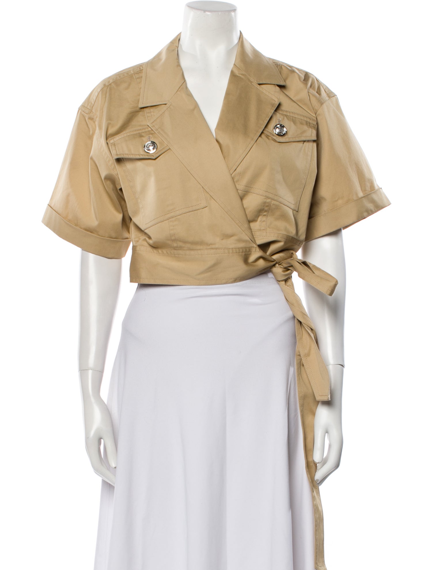 Derek Lam V-Neck Short Sleeve Crop Top