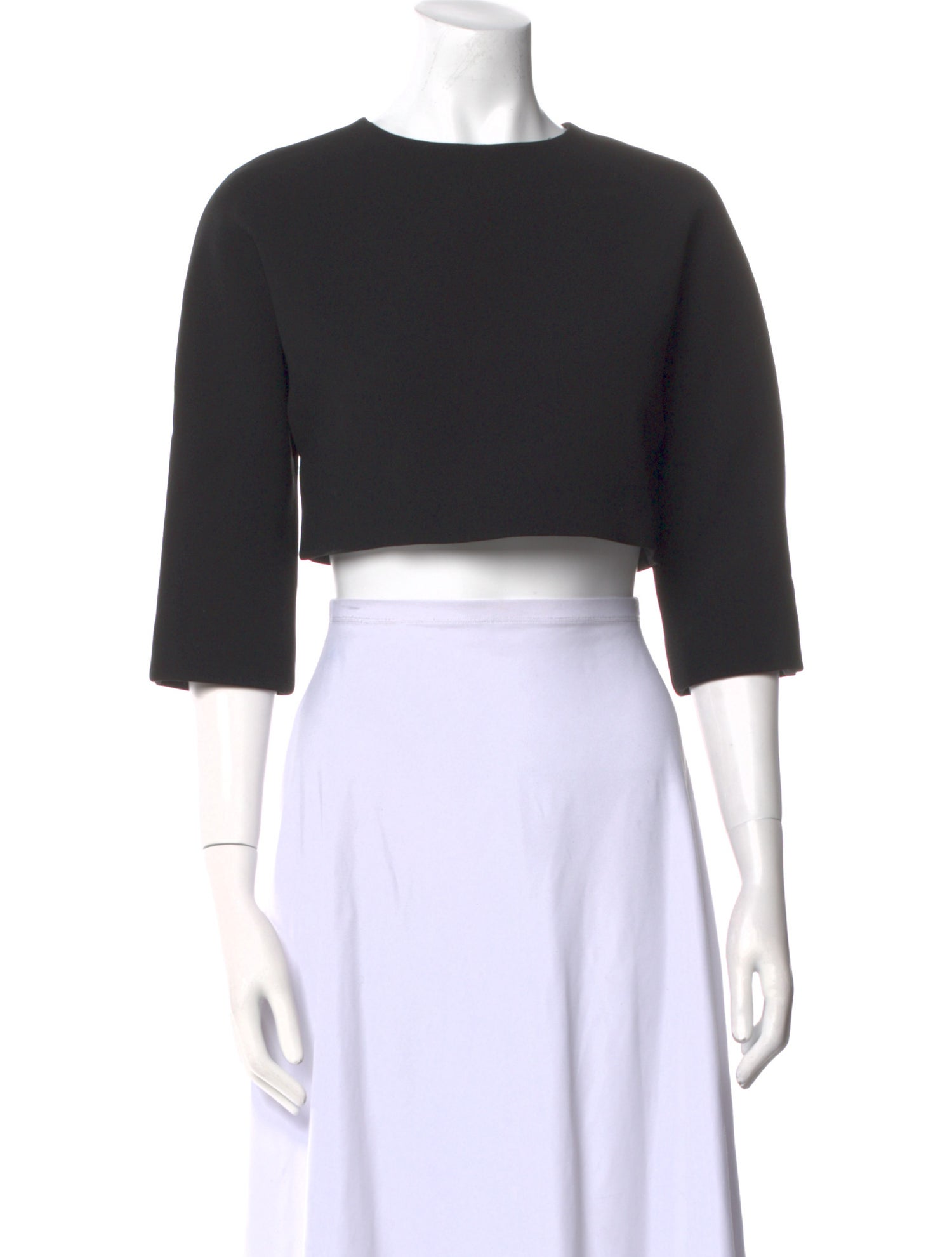 Derek Lam Crew Neck Three-Quarter Sleeve Crop Top