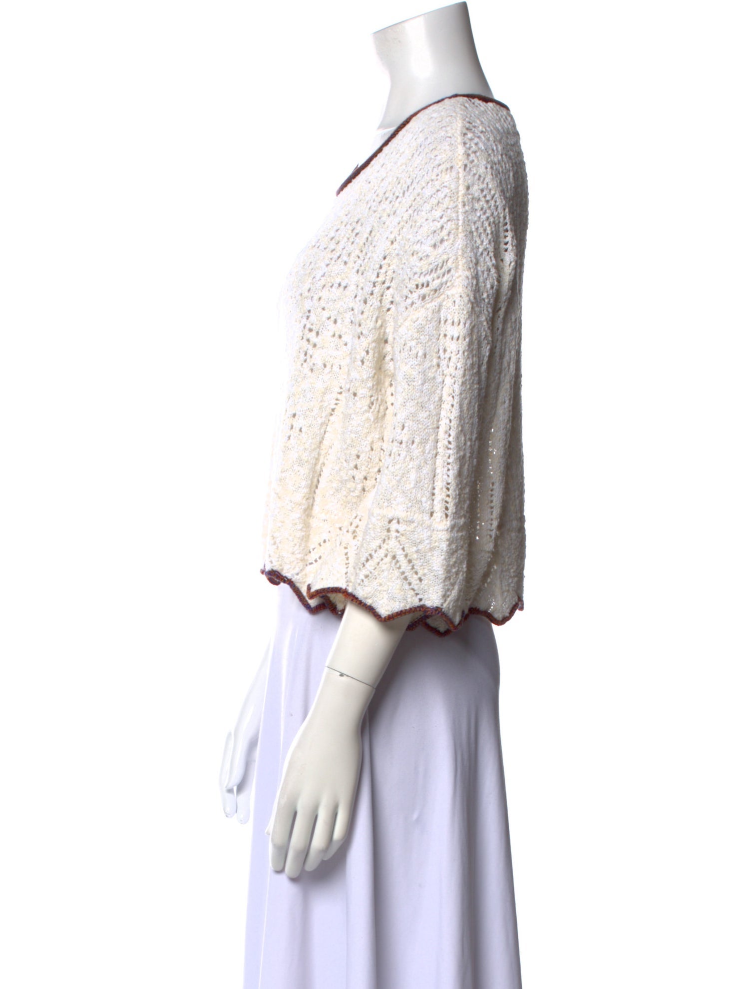 Derek Lam Scoop Neck Three-Quarter Sleeve Crop Top