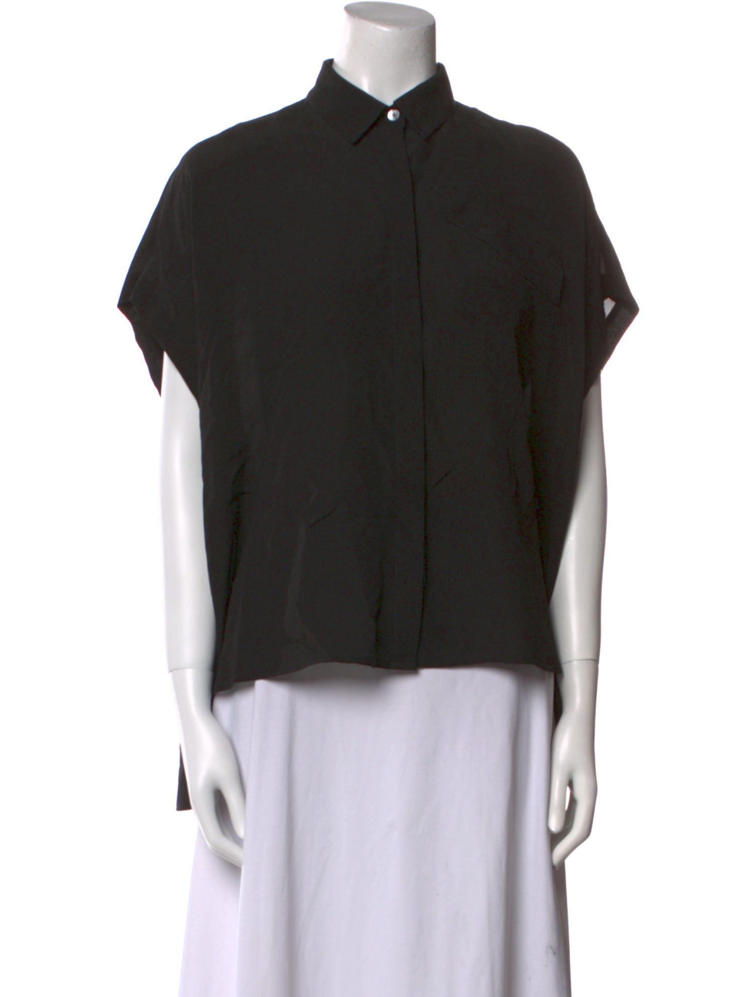 Derek Lam Silk Short Sleeve Button-Up Top