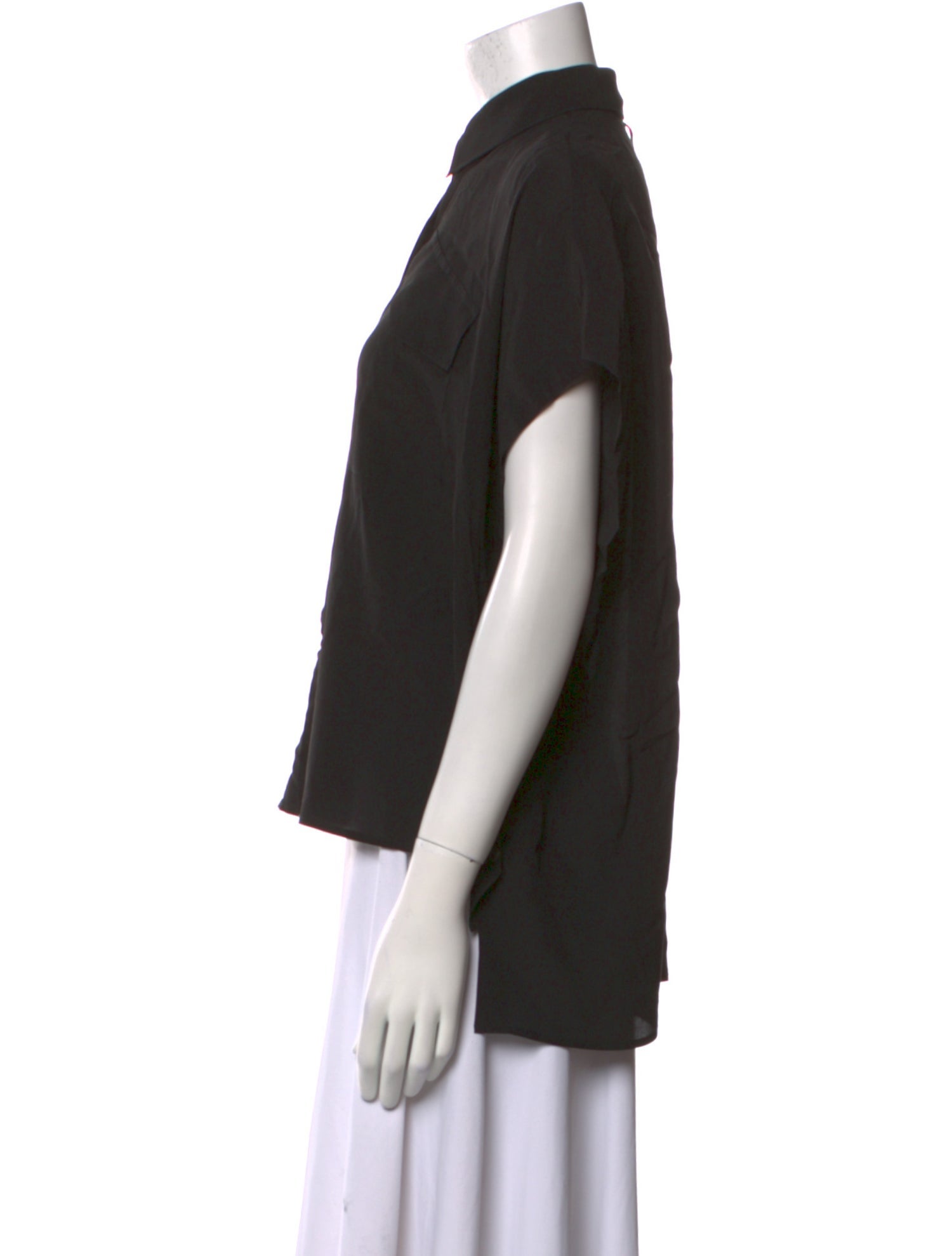 Derek Lam Silk Short Sleeve Button-Up Top